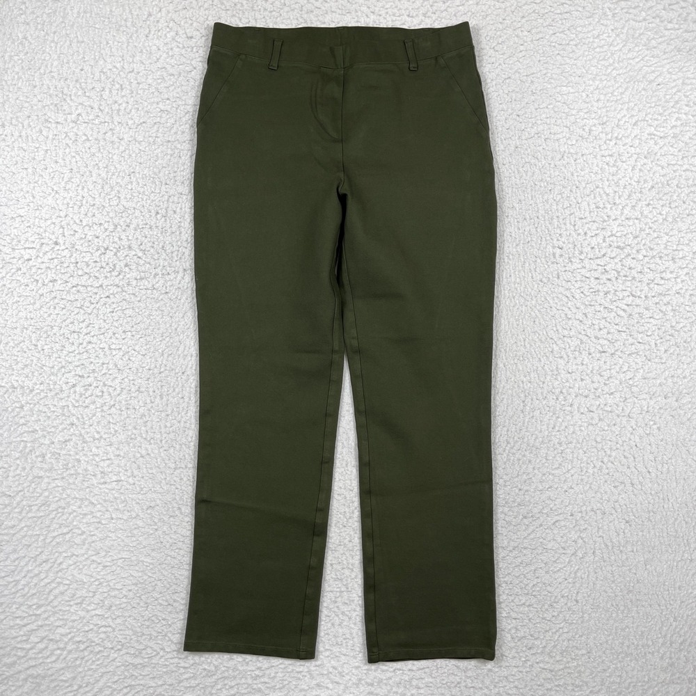 Quince Pants Womens Large Green Ultra-Stretch Straight Ponte Workwear Minimalist